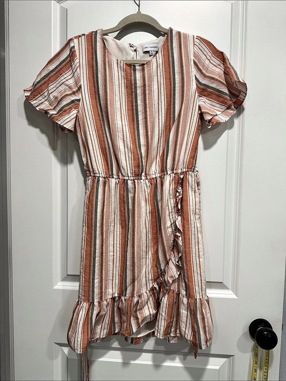 Lost + Wander Striped Mini Dress Orange & White Small